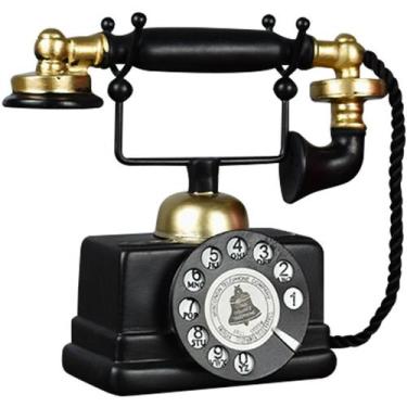 Imagem de Escultura: telefone vintage, resina retrô, enfeite de estátua de mesa 
