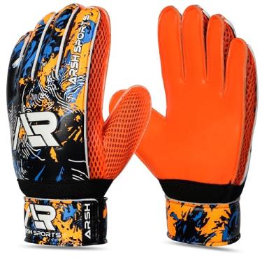 Imagem de Arsh Sports Luvas de goleiro de futebol, luvas de goleiro de futebol para crianças, jovens e adultos, aderência forte, proteção de dedos de látex de 4 mm (laranja, tamanho 10 adequado para GG-GGG