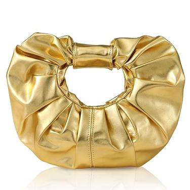 Imagem de JENSVOIR Bolsa feminina dourada e prateada – Bolsa tiracolo de mão de mão de mão de couro PU com corrente de metal longa para meninas, Ouro - 3