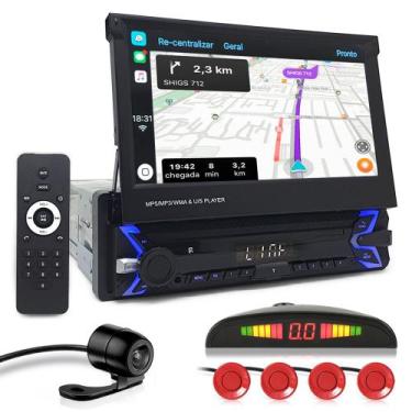 Imagem de Kit Multimídia Tela Retrátil + Câmera Ré + Sensor Ré Vermelho Astra 19