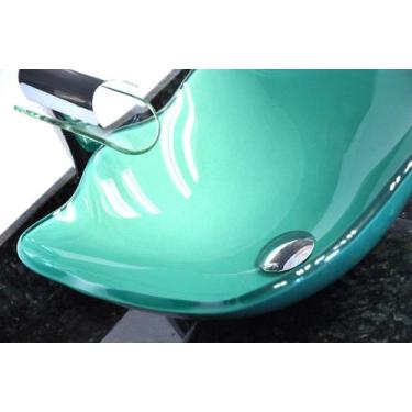 Imagem de Cuba de Vidro Quadrada Ondulada 42cm Bari - EKASA, Verde