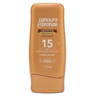 Imagem de Protetor  solar com cor efeito dourado fps 15  cenoura e bronze 110 ml