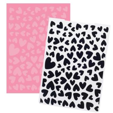 Imagem de Pasta de gravação com padrão de coração, Dia dos Namorados, fundo de amor, vintage, de plástico, vintage, estêncil, para fazer cartões, faça você mesmo, scrapbooking, papel, artesanato, álbuns