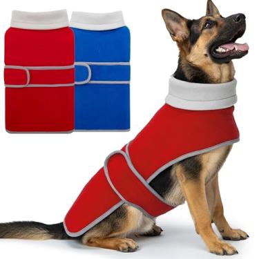 Imagem de Casaco para cães, pacote com 2, jaqueta de inverno de lã de gola rolê para clima frio, roupas quentes para cães, uso externo, interno para cães pequenos, médios, grandes e GG (M-2GG)