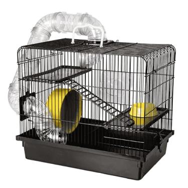 Imagem de Gaiola Para Hamster Com Roda De ExercíCio — Tubo Fino Preto(Black)