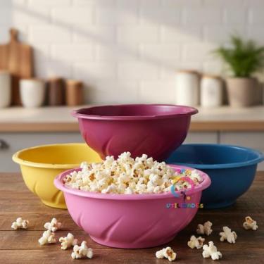 Imagem de Kit 5 Bacia Saladeiras Fundas (SORTIDAS) Plástico Resistente 2100ml - 