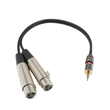 Imagem de Xiaojikuaipao TRS Stereo macho 3,5 mm para cabo fêmea XLR duplo 22.9 cm - Cabos XLR para mixer de estúdio para gravador, pacote com 2 - Cobre livre de oxigênio para transmissão de sinal superior -