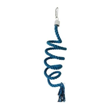 Imagem de Gralara Pássaro poleiro escalada brinquedo de pé, algodão, pendurado papagaios gaiola brinquedo corda para canário calopsitas araras outros pequenos, Azul