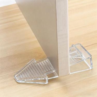 Imagem de Rolha de porta em forma de flecha anticolisão de borracha oculta reutilizável para casa silenciosa bloco de porta de quarto, 9,6 * 4,5 * 2,3 cm (2 peças, transparente)