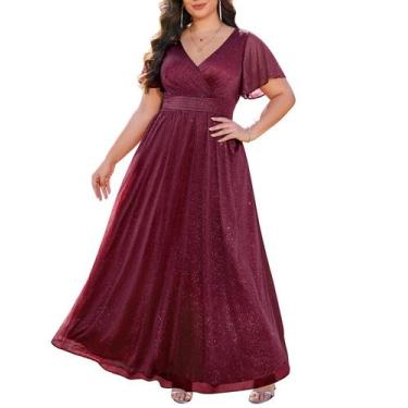 Imagem de Vestido Talisea Burgundy para mulheres plus size, dama de honra, longo