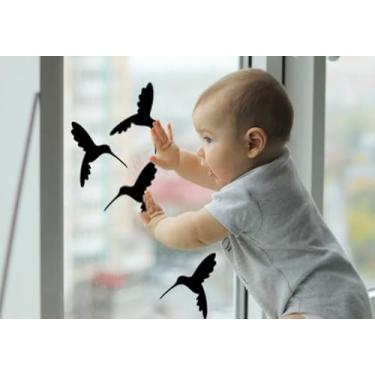 Imagem de AK - 4 peças de adesivos de segurança de porta de tela | Decalques retráteis de porta de vidro deslizante para crianças, cães e pássaros | Adesivos de aviso de tela de janela para segurança de