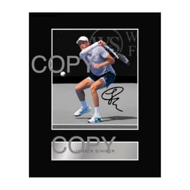 Imagem de Digitalmente assinado Jannik Sinner Montado Photo Display #1 Impressão Autografada Imagem Assinatura Montagem 25 x 20 cm