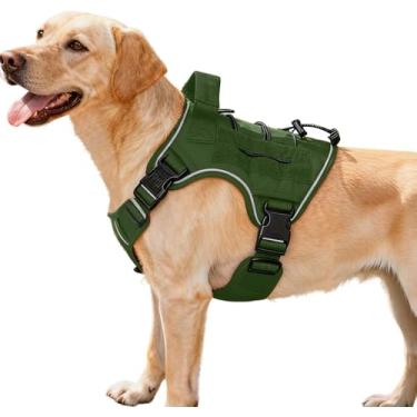 Imagem de Peitoral tático resistente para cães grandes, colete refletivo ajustável sem puxão com sistema Molle, controle de nível militar K9 para treinamento de serviço, atividades ao ar livre e mais de 10