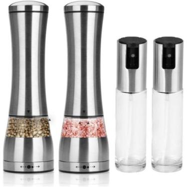 Imagem de Kit 2 Moedores Sal Pimenta + Kit 2 Spray Porta Azeite Vinagre Limão - 