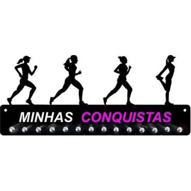 Imagem de Porta Medalhas Corrida de Rua Feminino 34cm Comprimento - QUADRO DE ME
