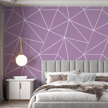 Imagem de Kit 6 Rolos Papel De Parede Adesivo Zara Lilás E Branco 3,0M - Gh Pape