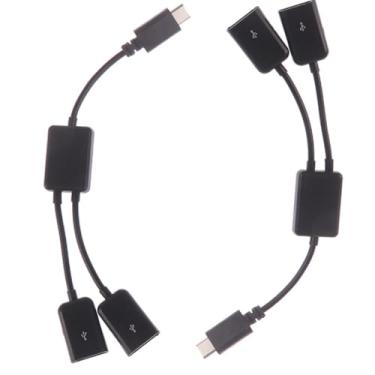 Imagem de Cabo Adaptador USB-C com 2 Portas USB-A 2.0, Suporte para Carregamento, Compatível com Celulares, Tablets e Notebooks