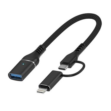 Imagem de Cabo adaptador OTG, 2 em 1 USB C para USB A fêmea para macho tipo-C 3.0, compatível com Samsung para iPhone 17/16 Pro Max Plus, para iPad Pro Air