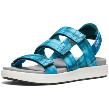 Imagem de KEEN Sandália feminina Elle com tiras e plataforma elástica com bico aberto, Seamoss Tie Dye/Star White, 40