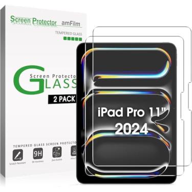Imagem de amFilm Protetor de tela para iPad Pro OLED M5 de 11 polegadas [modelo 2025] vidro temperado [Face ID e Apple Pencil Pro e compatível com capa] [antiarranhões] [99,99% HD transparente]