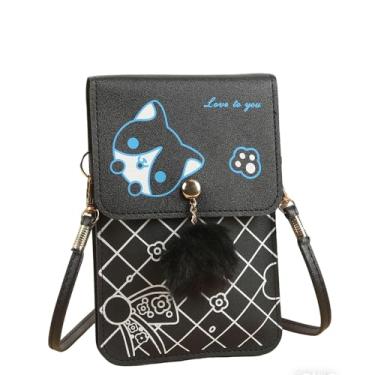 Imagem de Bolsas femininas pequenas transversais para celular, mini carteira de ombro com janela transparente para tela sensível ao toque