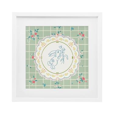Imagem de Stupell Industries Impressão emoldurada Spring Bunny on Doily preta sob vidro, design de Angela Steahling, 33 x 33