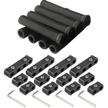 Imagem de Baieasy Divisor separador de fios de vela de ignição do motor de 12 peças e 8 peças protetor de botas de fio de vela de ignição manga de cobertura de calor 8 mm 9 mm 10 mm Suporte de braçadeira de fio