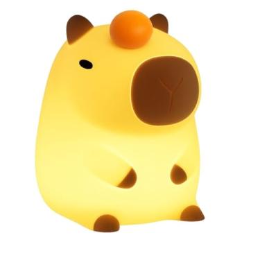 Imagem de Luminária Capivara LED de Mesa Muda Cor ao Toque Sem Fio Recarregável USB Abajur Noturno Kids Zen Flexível Leitura Quarto Escritório Decorativa Presente Fofo Aconchegante