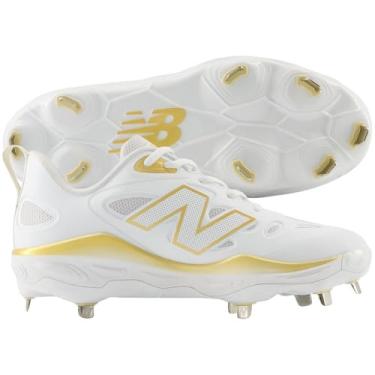 Imagem de New Balance Tênis feminino Fresh Foam X Velo V4 Metal Softball, Branco/Ouro, 8.5