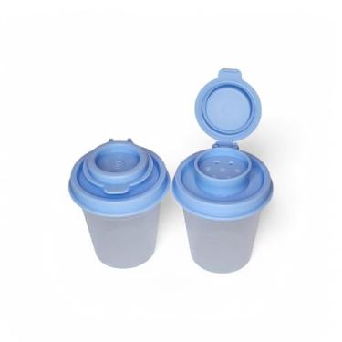Imagem de Tupperware Mini saleiro e pimenteiro transparente de 59 g com selos azul íris