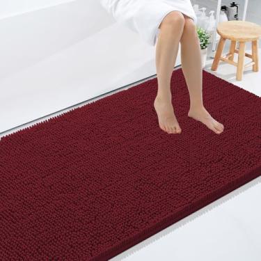 Imagem de Smiry Tapetes de banheiro de chenille de luxo 127 x 76 cm, tapete de banho felpudo extra macio e absorvente, lavável na máquina, tapete de pelúcia antiderrapante para banheira, chuveiro e piso