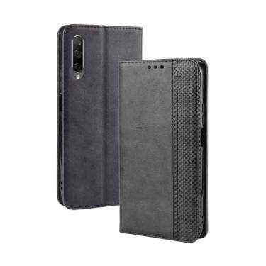 Imagem de Capa para Huawei Honor 9X Pro,Retro Flip magnético,Caso de telefone de couro PU,Design de carteira com 3 slots de cartão e 1 clipe de dinheiro -Black