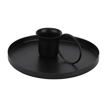 Imagem de Castiçal retrô de Metal e Ferro, Suporte para Decoração de Casa para Mesa de Jantar, Sala de Estar e Casamento (Preto)
