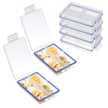 Imagem de Guduling 6 peças de armazenamento de equipamentos de pesca, organizador de caixa de pesca transparente, mini caixas de plástico com divisórias para ganchos, moscas, contas - caixas de isca de pesca