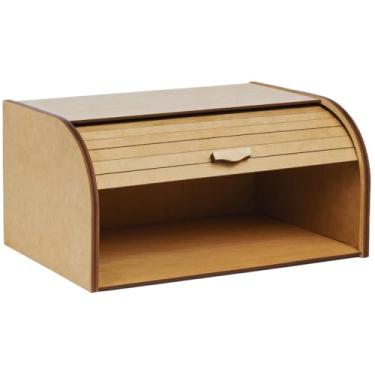 Imagem de Porta Pão e Biscoitos Grande em Madeira Natural Organização Charme e Praticidade Mantém Fresquinho e Crocante