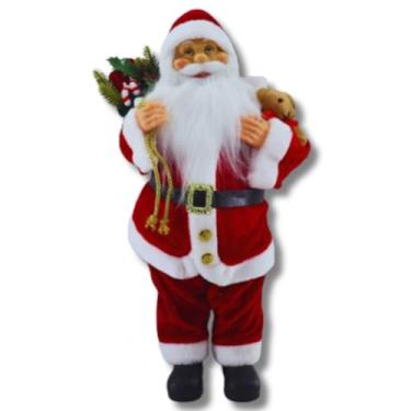 Imagem de Papai Noel Gigante Realista | Decoração de Natal de Luxo | Com ursinho e Saco de Presente nas costas, Decoração Natalina e Festas de Final de Ano, 80cm Premium