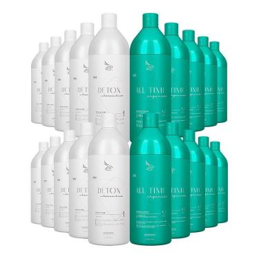 Imagem de Kit 10 Escovas Progressivas All Time Orgânica + 10 Shampoos Detox 1 Litro