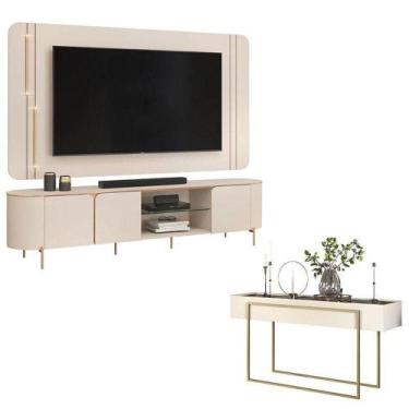 Imagem de Rack Bancada Com Painel Ariana E Aparador Para Sala Petri Off White  D