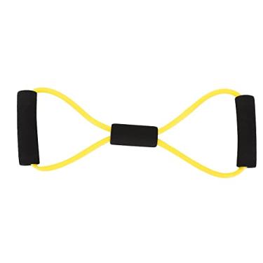 Imagem de Faixa de resistência amarela em 8 formas de corda elástica para exercícios físicos em casa e treinamento de ioga