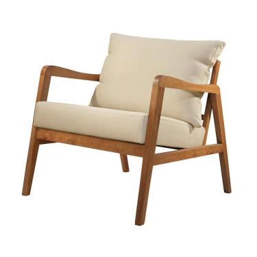 Imagem de Poltrona Bia Luxo Madeira Maciça Castellar Móbile Veludo Bege Claro Veludo Bege Claro