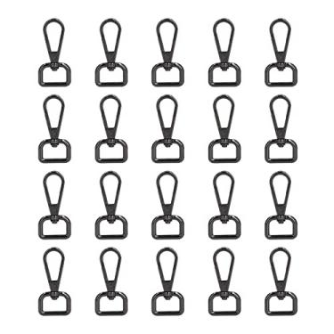 Imagem de Fechos de garra de lagosta, 20 peças, anel d giratório resistente, clipes de lagosta preta de metal para bolsa diy, chaveiro, acessórios de rede, liga 5x2.3cm