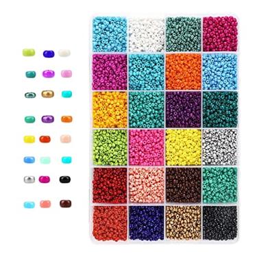 Imagem de barenx Contas de vidro para fabricação de joias, 14400 peças pequenas contas de pônei 3 mm pulseira multicolorida contas redondas