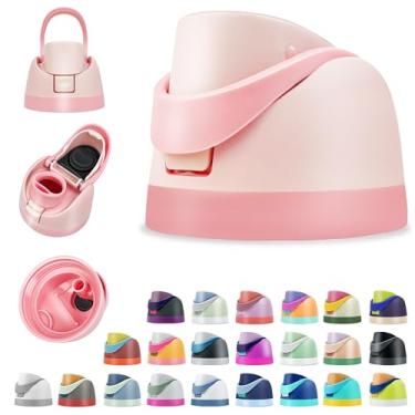 Imagem de BydGxy Tampas de substituição para garrafa de água Owala 680 g/947 g/1,134 g – tampa flip top à prova de vazamento com palha, opções de cores fofas como algodão doce (leite de morango)