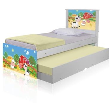 Imagem de Bicama Juvenil Adesivada Fazendinha Colorida Com Colchões