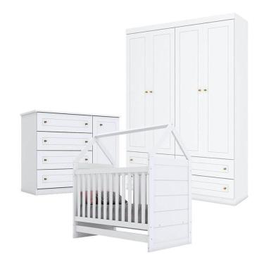 Imagem de Quarto De Bebê Americano 4 Portas Branco Hp - Henn