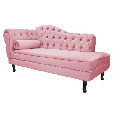 Imagem de Diva Recamier Diana 140cm Lado Direito Suede - Doce Sonho Móveis Rosa Bebê