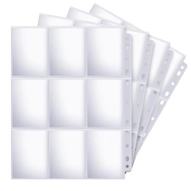 Imagem de Easecos Pacote com 30 folhas de fichário com 9 bolsos, porta-cartões dupla face para fichário de 3 anéis, 540 bolsos, protetores de página para beisebol, futebol, cartas de jogo (transparente)