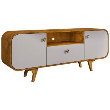 Imagem de Rack Para Sala De Estar Tv 55 Pol Orgânico Picasso B02 Naturalle Off White - Lyam Decor