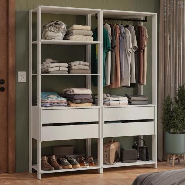 Imagem de Guarda-roupa Closet Modulado 4 Gavetas 140 Cm Valencia Madesa Branco