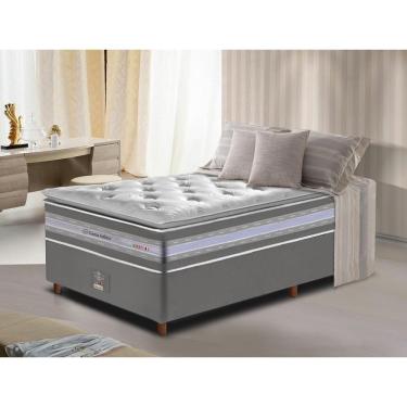 Imagem de Conjunto Cama Box Solteiro De Molas Ensacadas D33 Com Pillow Top Cama Inbox Select 88x188x71 Cinza